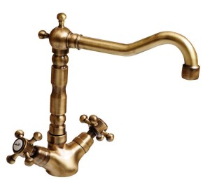 Bateria umywalkowa 24 cm ANTEA mosiądz antyczny z dłuższą wylewką 